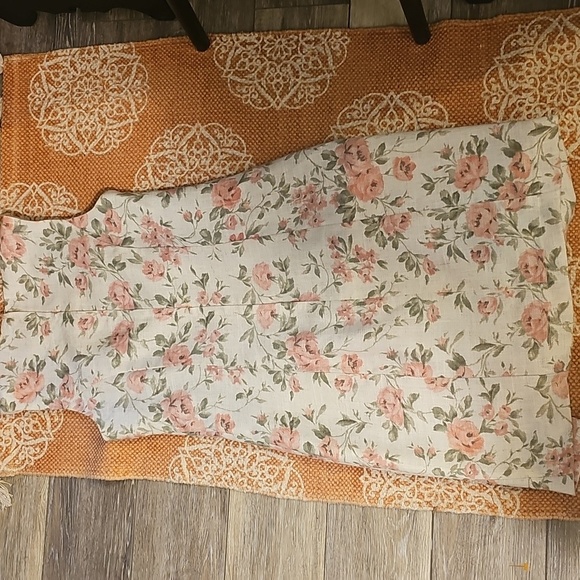 Sag Harbor Women's Floral Print Midi Dress, Cream and Pink, Cotton Blend, 4P - Picture 8 of 8